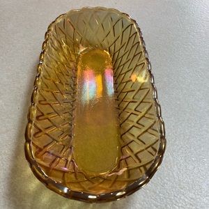 Vintage carnival glass oval dish